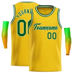 Classic Casual Basketball Jersey Yellow Green-White
