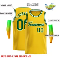 Classic Casual Basketball Jersey Yellow Green-White 2