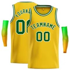 Classic Casual Basketball Jersey Yellow Green-White