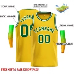 Classic Casual Basketball Jersey Yellow Green-White 2