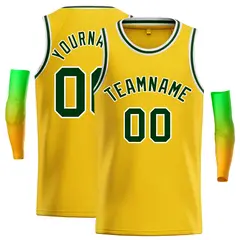 Classic Casual Basketball Jersey Yellow Green-White