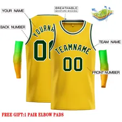 Classic Casual Basketball Jersey Yellow Green-White 2