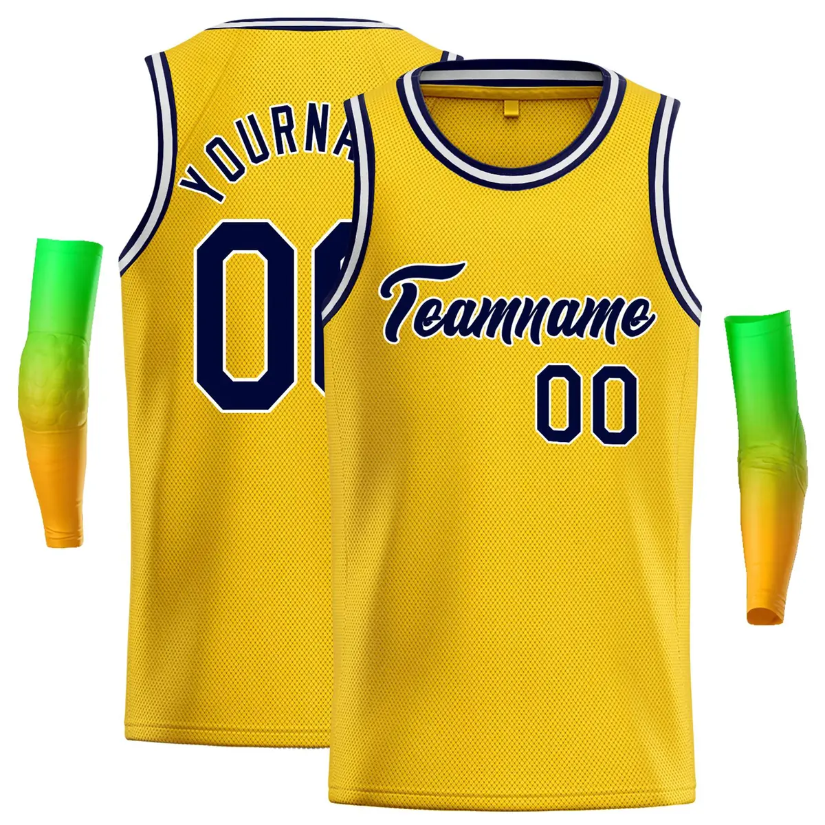 Classic Casual Basketball Jersey Yellow Navy-White