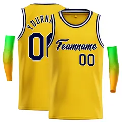 Classic Casual Basketball Jersey Yellow Navy-White