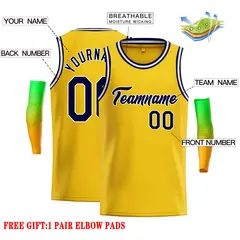 Classic Casual Basketball Jersey Yellow Navy-White 2