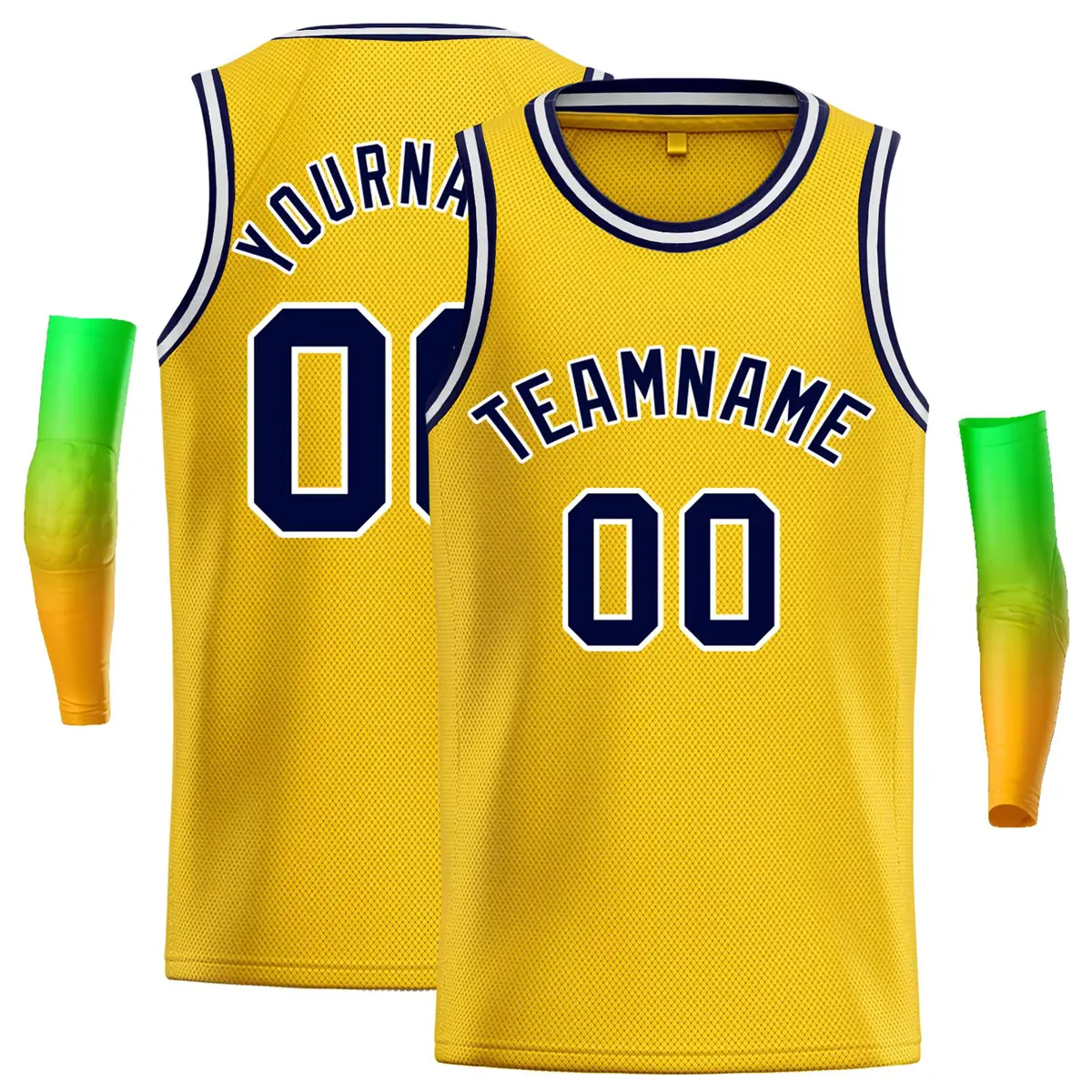 Classic Casual Basketball Jersey Yellow Navy-White