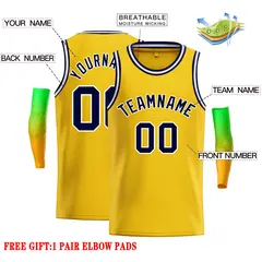 Classic Casual Basketball Jersey Yellow Navy-White 2