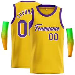 Classic Casual Basketball Jersey Yellow Purple-White
