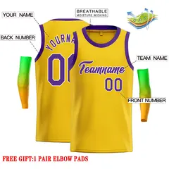 Classic Casual Basketball Jersey Yellow Purple-White 2