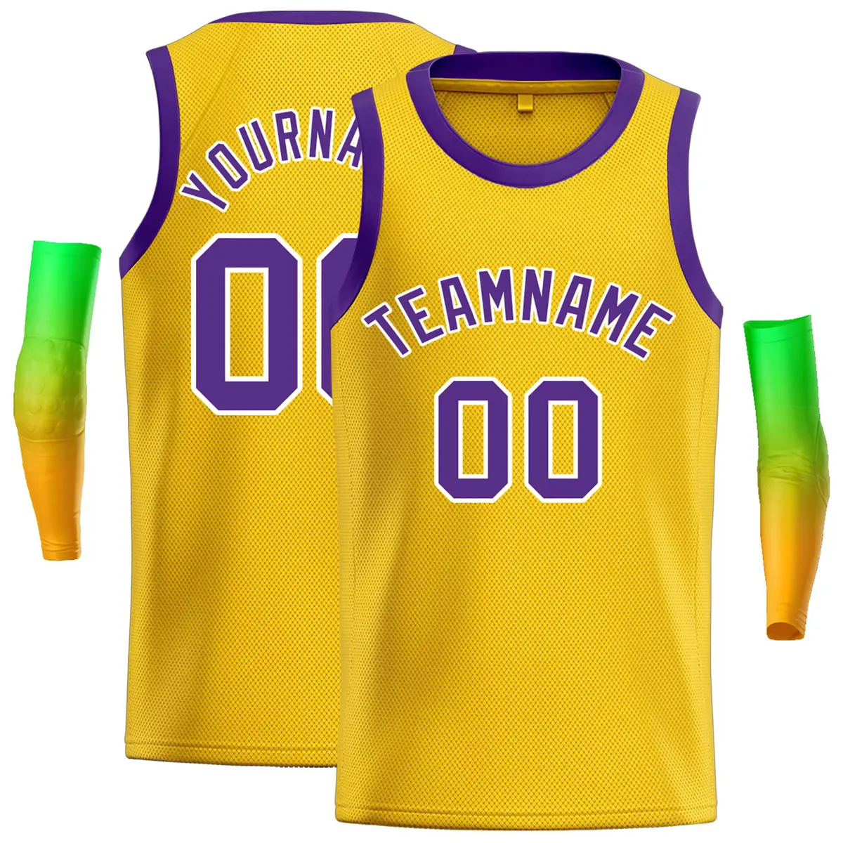 Classic Casual Basketball Jersey Yellow Purple-White