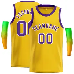 Classic Casual Basketball Jersey Yellow Purple-White