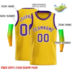 Classic Casual Basketball Jersey Yellow Purple-White 2