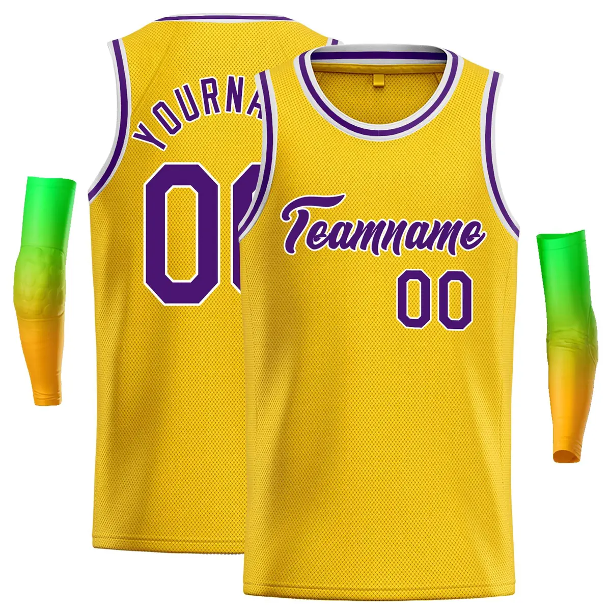 Classic Casual Basketball Jersey Yellow Purple-White