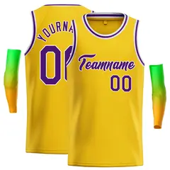 Classic Casual Basketball Jersey Yellow Purple-White