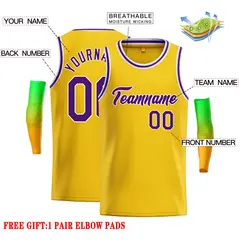 Classic Casual Basketball Jersey Yellow Purple-White 2