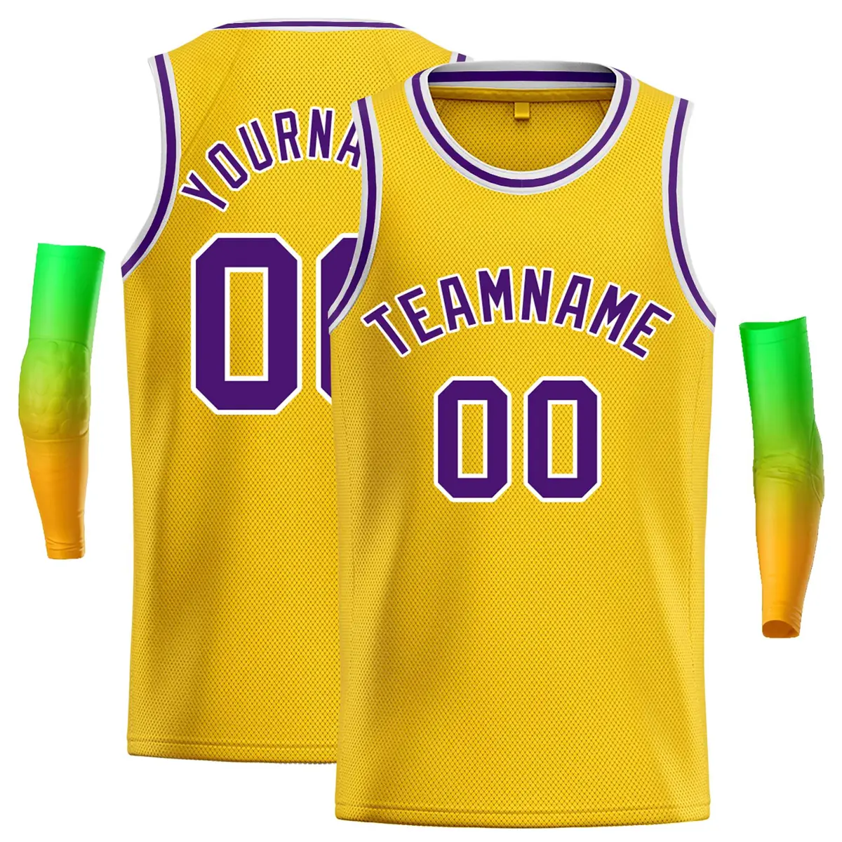 Classic Casual Basketball Jersey Yellow Purple-White