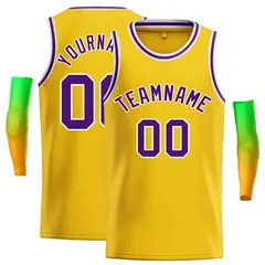 Classic Casual Basketball Jersey Yellow Purple-White