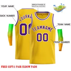 Classic Casual Basketball Jersey Yellow Purple-White 2