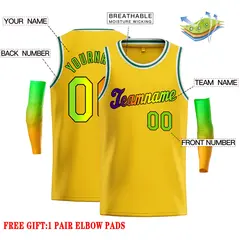 Classic Casual Basketball Jersey Yellow Royal-Black 2