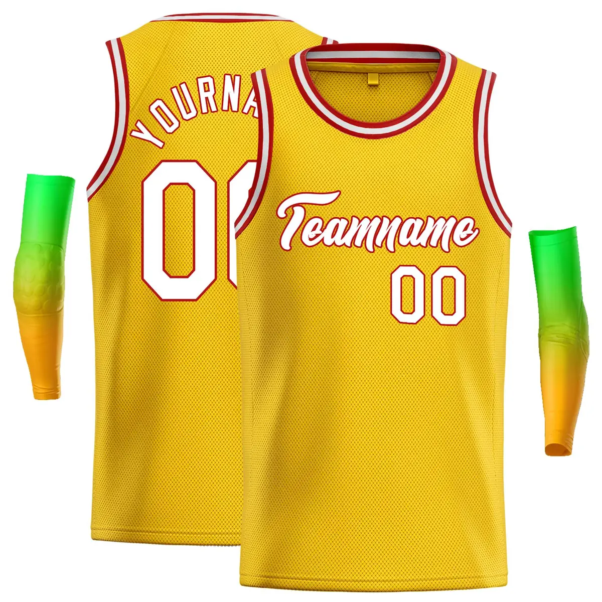 Classic Casual Basketball Jersey Yellow White-Red