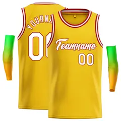 Classic Casual Basketball Jersey Yellow White-Red