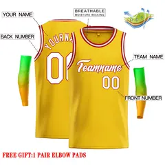 Classic Casual Basketball Jersey Yellow White-Red 2