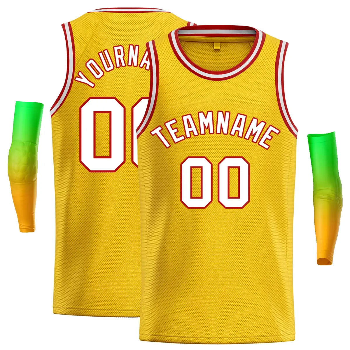 Classic Casual Basketball Jersey Yellow White-Red