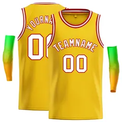 Classic Casual Basketball Jersey Yellow White-Red