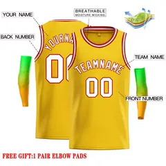 Classic Casual Basketball Jersey Yellow White-Red 2