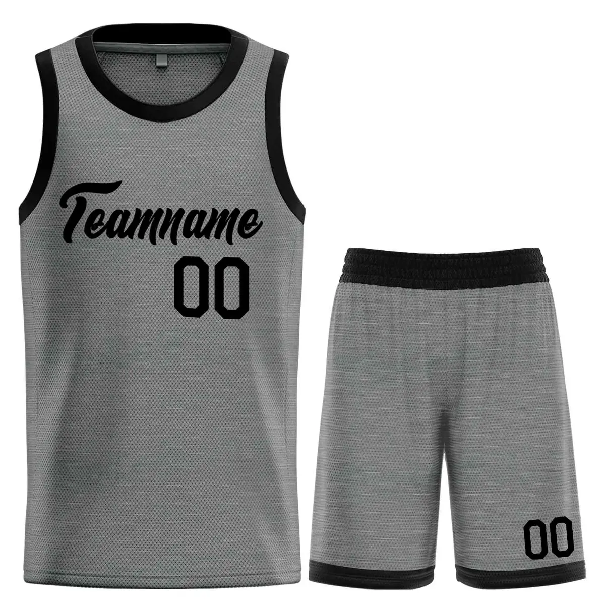 Classic Dark Gray Black Heal Sports Basketball Jersey Set