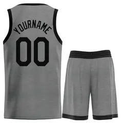 Classic Dark Gray Black Heal Sports Basketball Jersey Set 2
