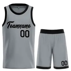 Classic Dark Gray Black Heal Sports Basketball Jersey Set 1