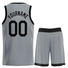 Classic Dark Gray Black Heal Sports Basketball Jersey Set 2