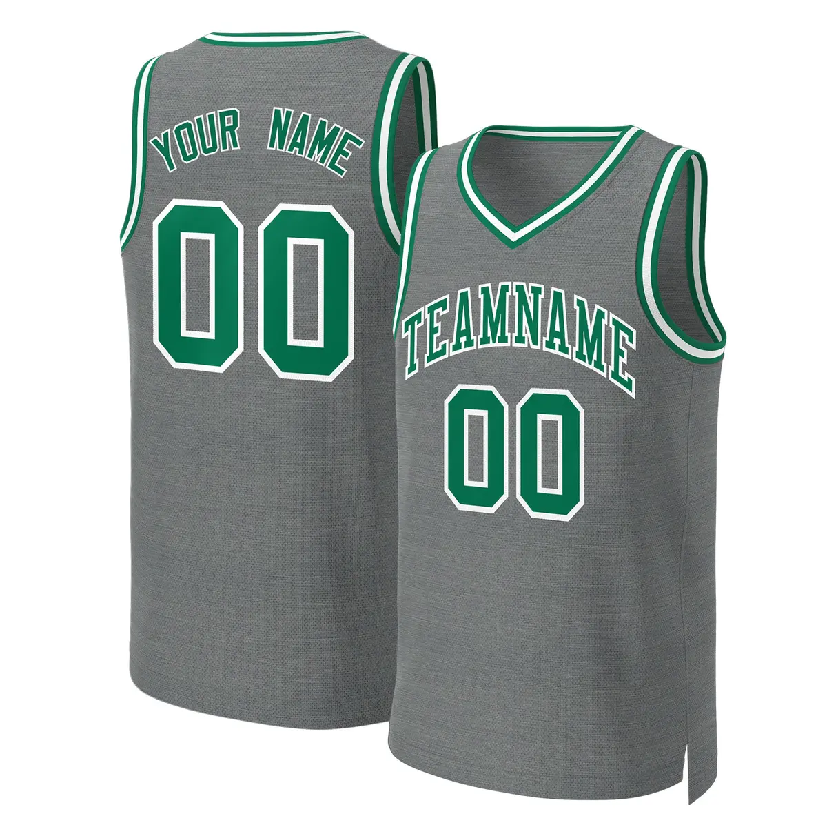 Classic Dark Gray Kelly Green-White Basketball Jersey