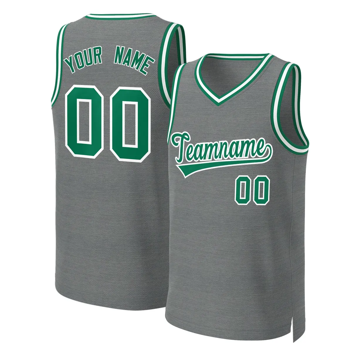 Classic Dark Gray Kelly Green-White Basketball Jersey