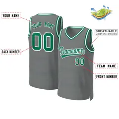 Classic Dark Gray Kelly Green-White Basketball Jersey 2