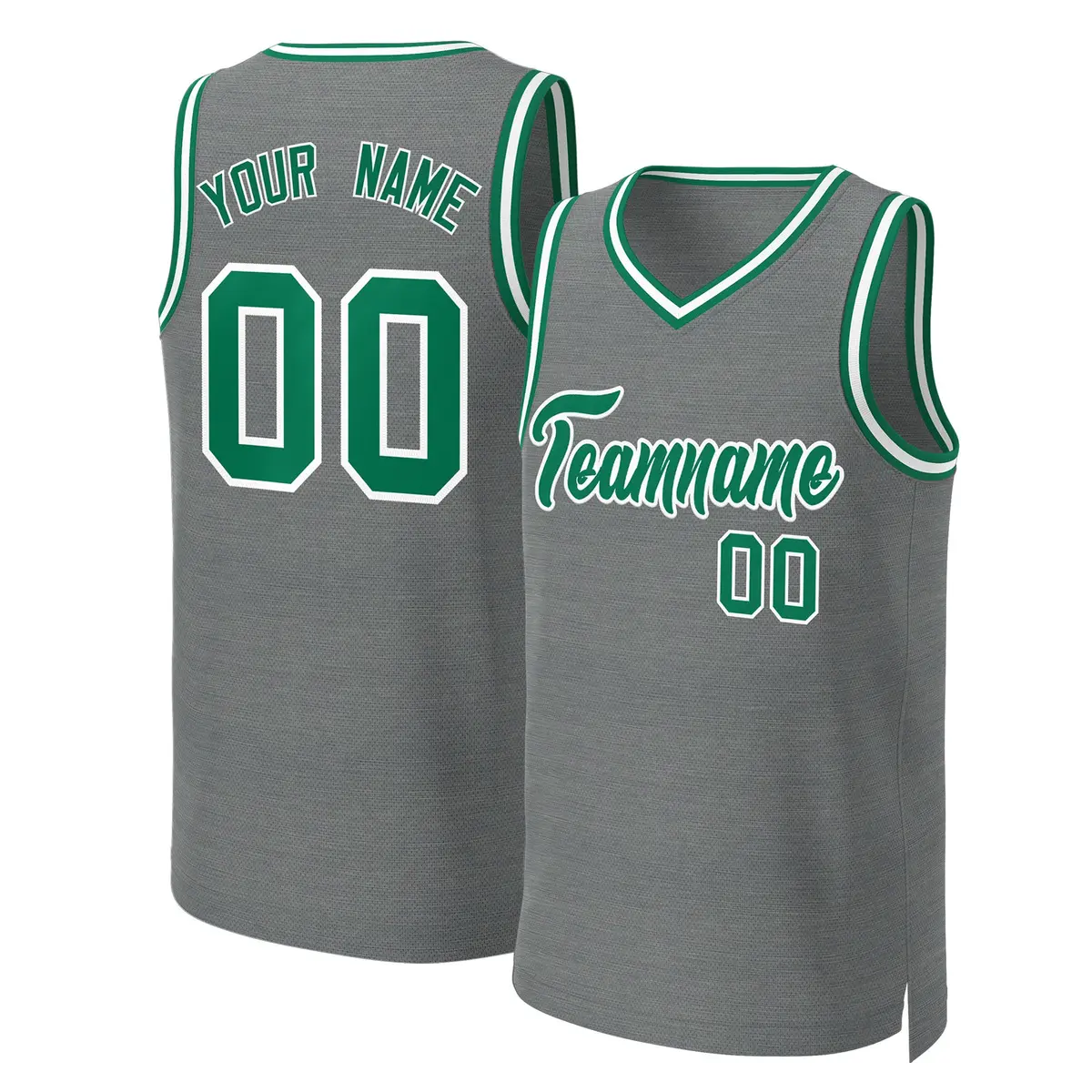 Classic Dark Gray Kelly Green-White Basketball Jersey