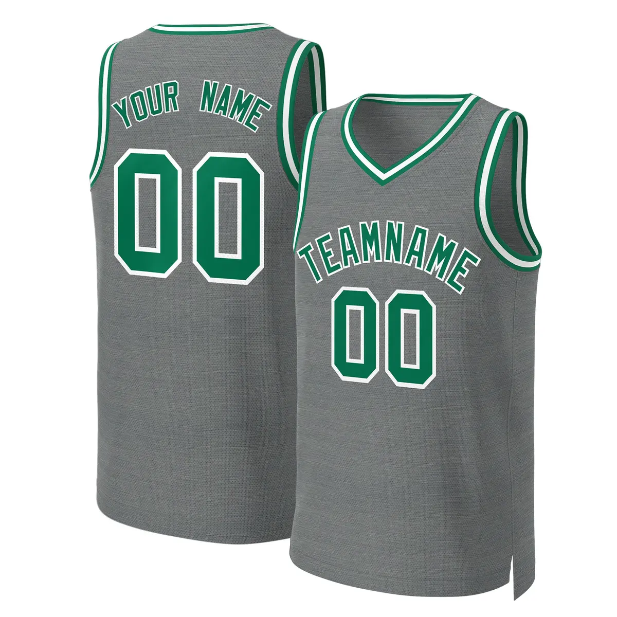 Classic Dark Gray Kelly Green-White Basketball Jersey