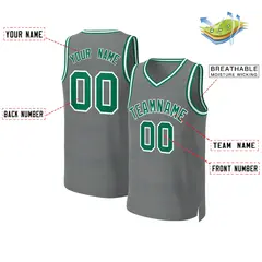 Classic Dark Gray Kelly Green-White Basketball Jersey 2