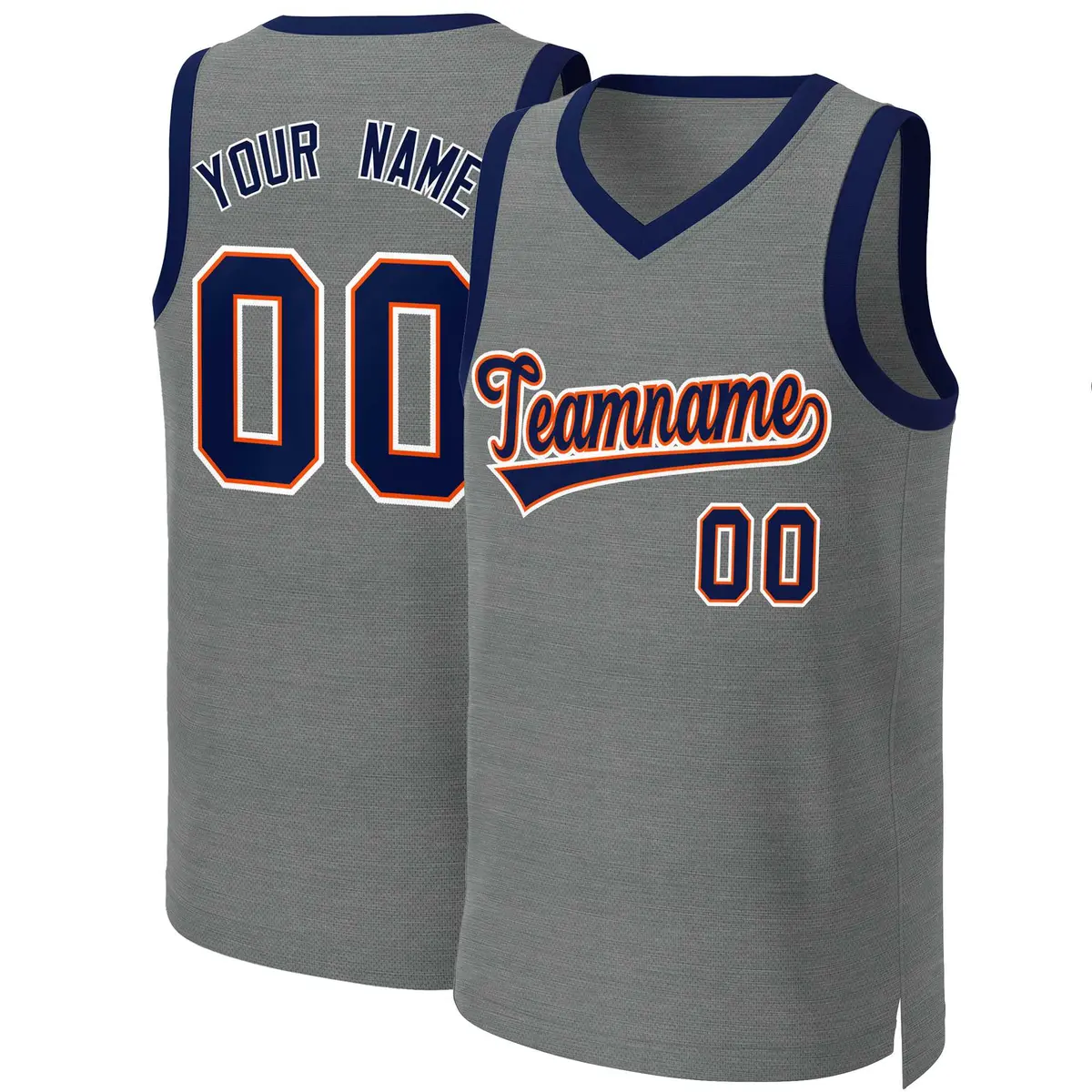 Classic Dark Gray Navy-Orange Basketball Jersey