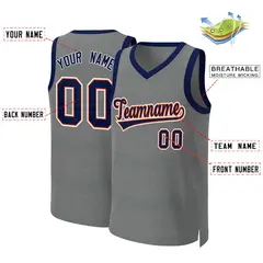 Classic Dark Gray Navy-Orange Basketball Jersey 2