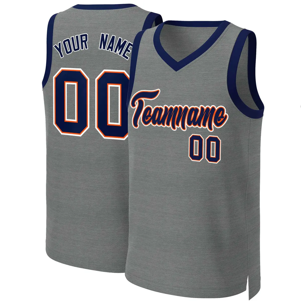 Classic Dark Gray Navy-Orange Basketball Jersey