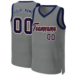 Classic Dark Gray Navy-Orange Basketball Jersey 1
