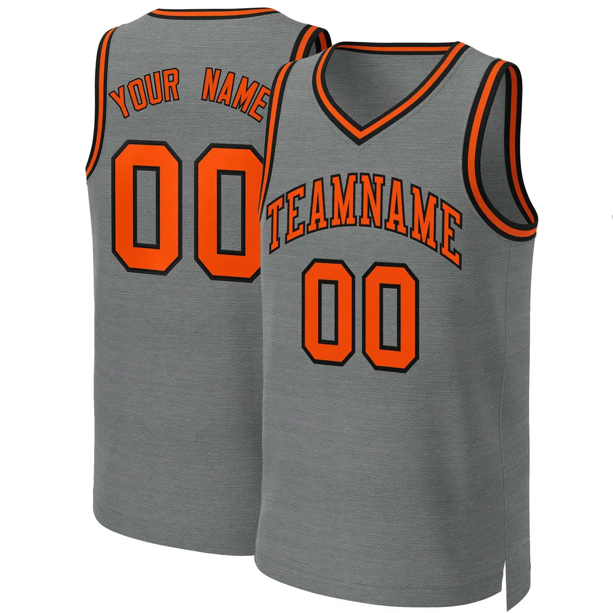 Classic Dark Gray Orange-Black Basketball Jersey