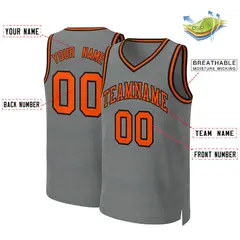 Classic Dark Gray Orange-Black Basketball Jersey 2