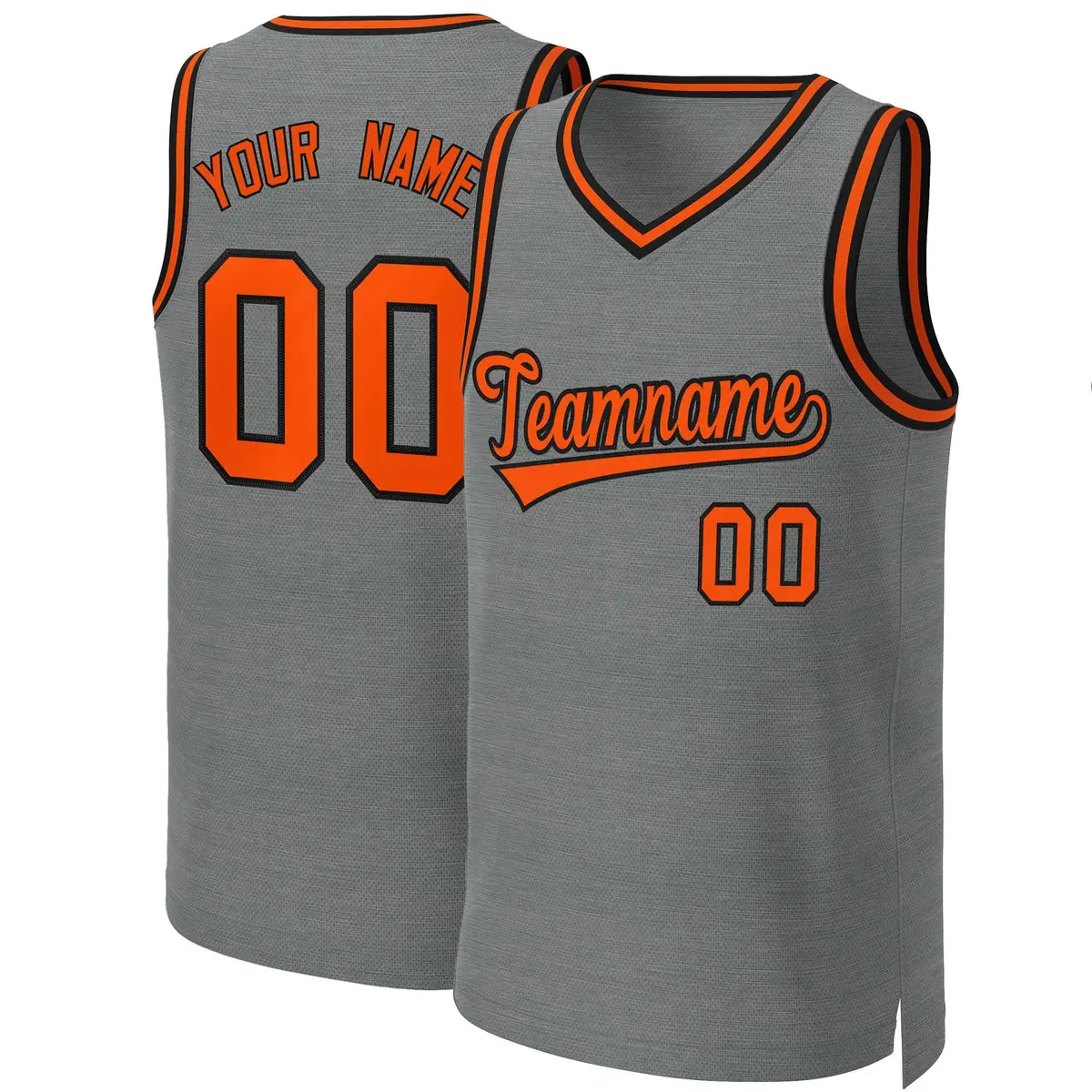 Classic Dark Gray Orange-Black Basketball Jersey