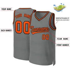 Classic Dark Gray Orange-Black Basketball Jersey 2