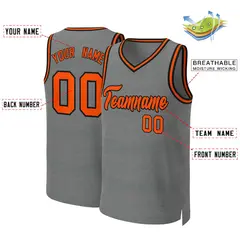 Classic Dark Gray Orange-Black Basketball Jersey 2
