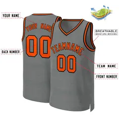 Classic Dark Gray Orange-Black Basketball Jersey 2