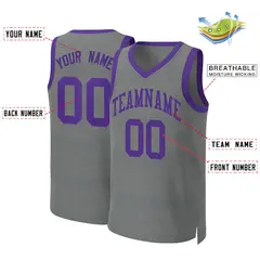 Classic Dark Gray Purple Basketball Jersey 2